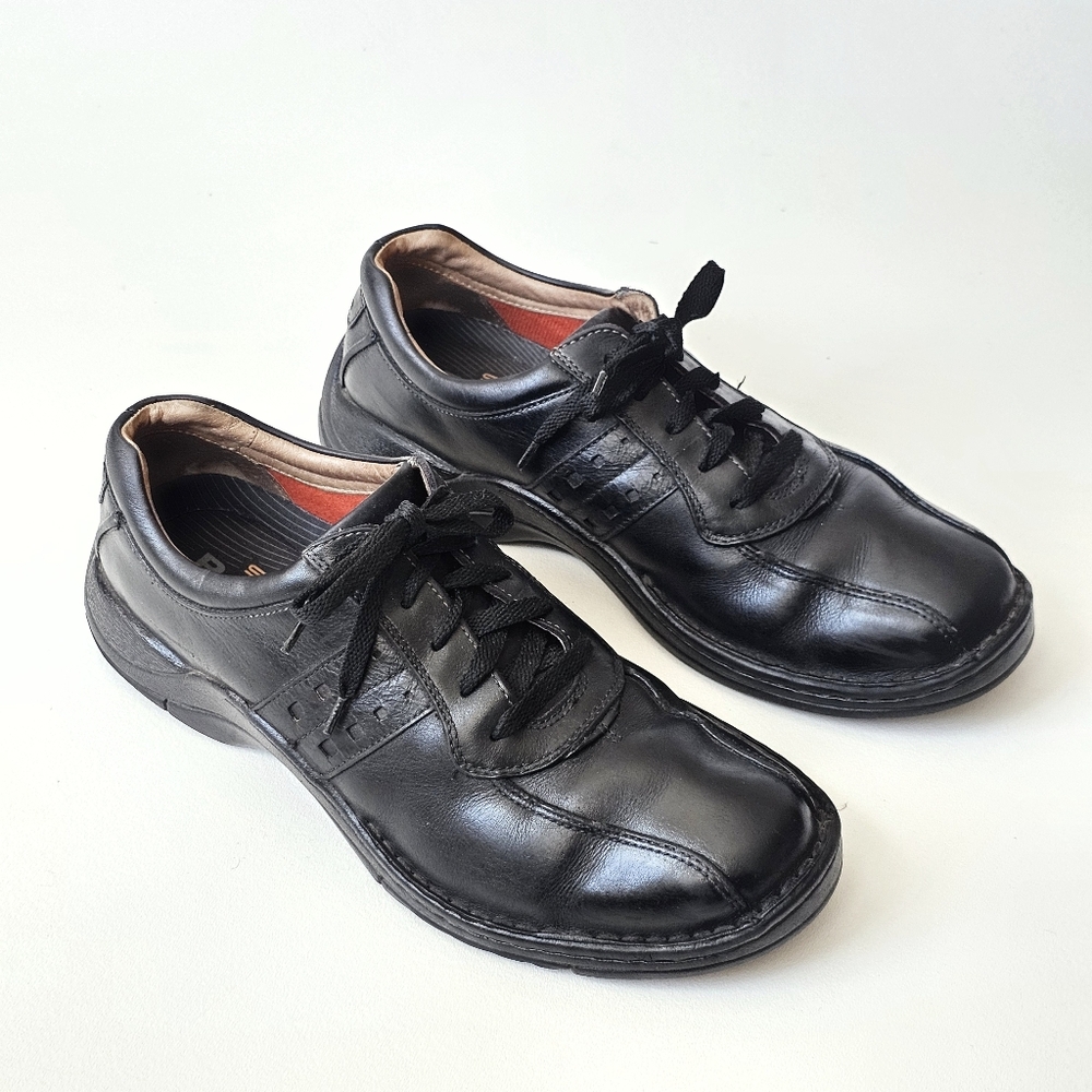 Skechers Relaxed Fit Memory Foam Black Leather Lace-Up Shoes Mens 10.5